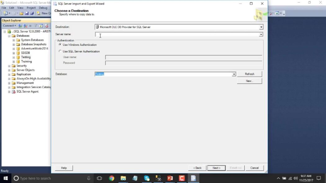 Process of import export wizard in sql server