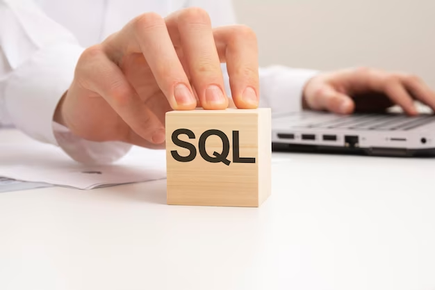 Hand holding a wooden block with the word sql