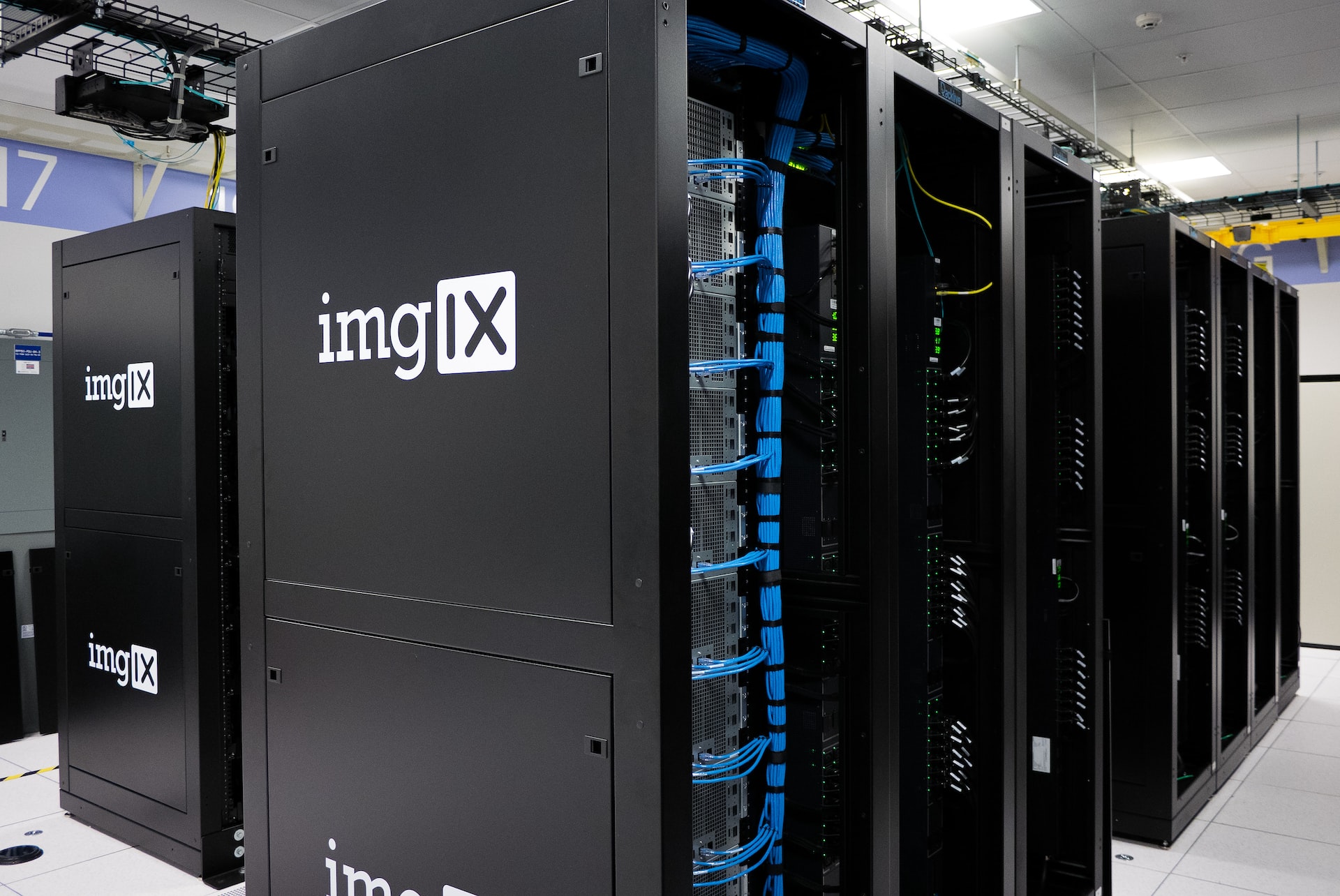 An image of a dedicated server rack in a data center.
