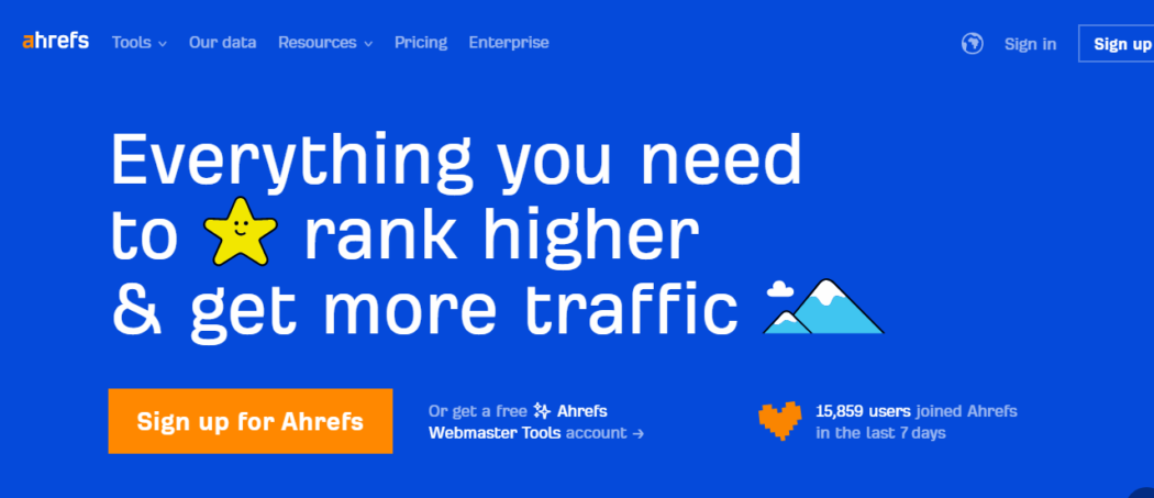 Ahrefs website homepage