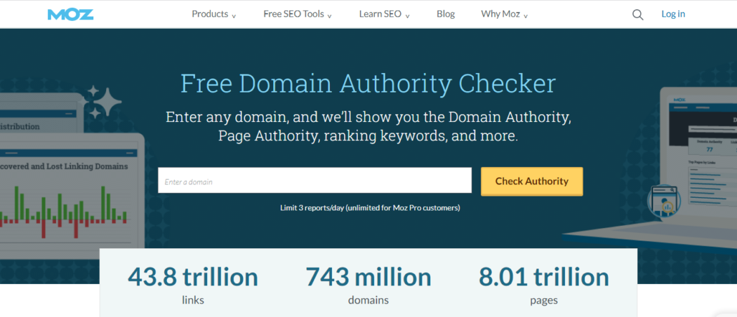 Moz website homepage