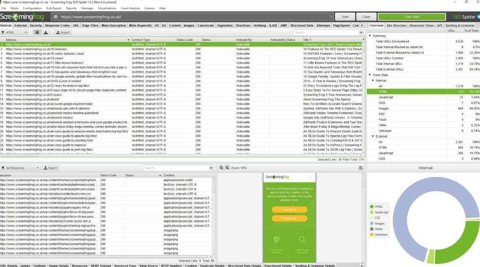 working with Screaming Frog SEO Spider