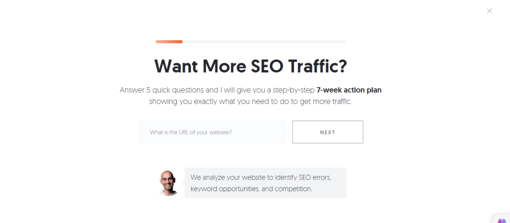 Ubersuggest website homepage