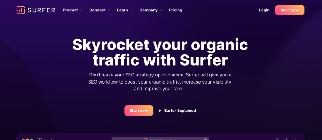 SurferSEO website homepage