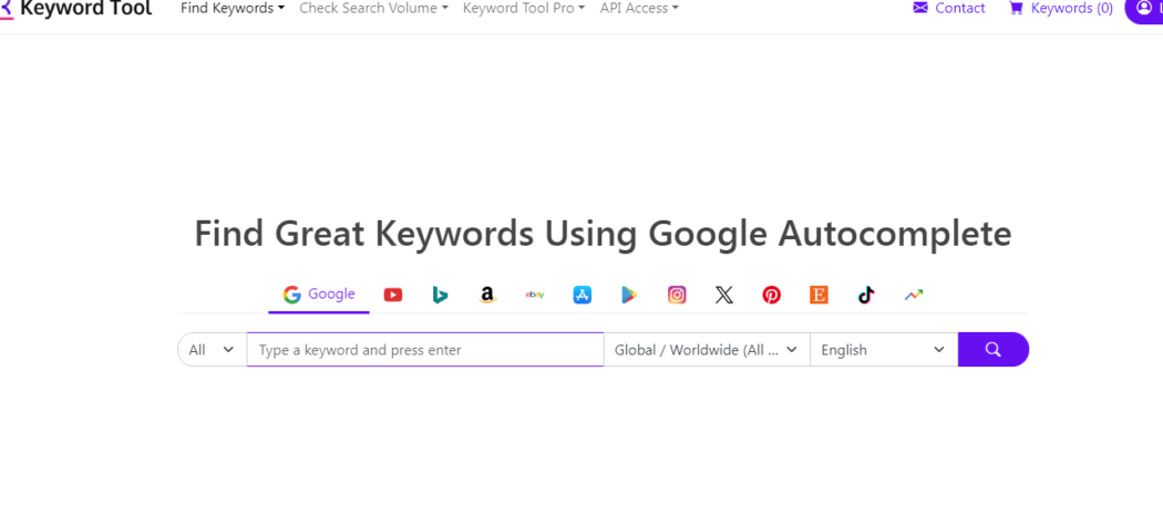 KeywordTool.io Website Homepage