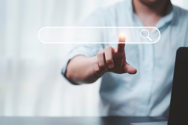 Hand touching search icon
