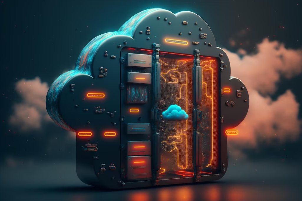 data storage cloudscape and clouds behind it